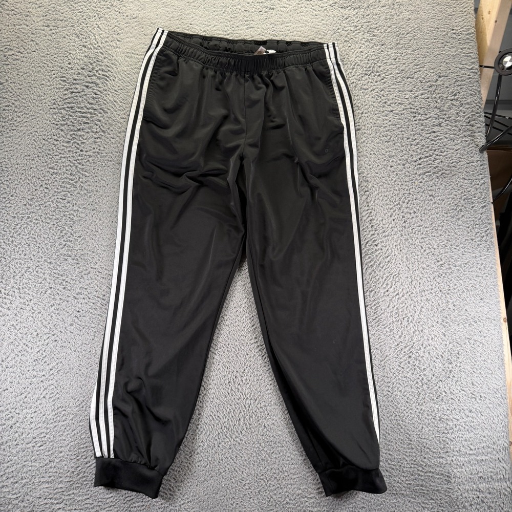 Adidas Pant Mens 2XL Black Jogger Tapered 3 Stripes Performance Sports Running